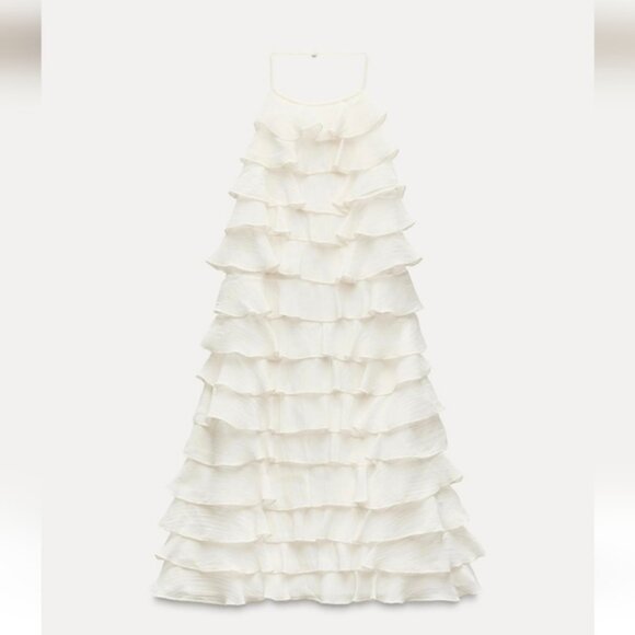 ZARA RUFFLED HALTER NECK DRESS - Picture 5 of 7